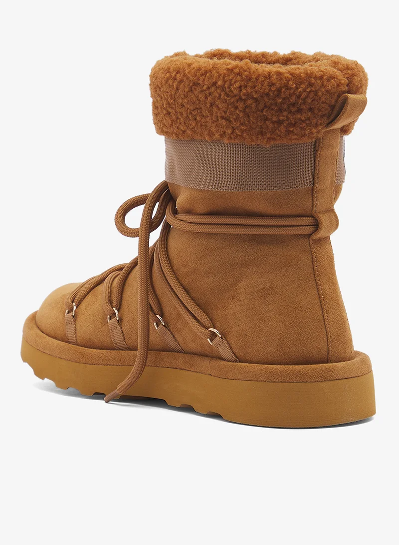 VALENTINO BY MARIO VALENTINO  Fur Detail Logo Ankle Snow Boots for Women | Best Price UAE